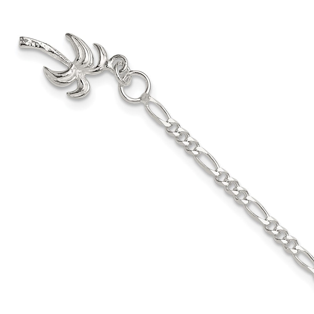 Sterling Silver Solid Polished Palm Tree Anklet