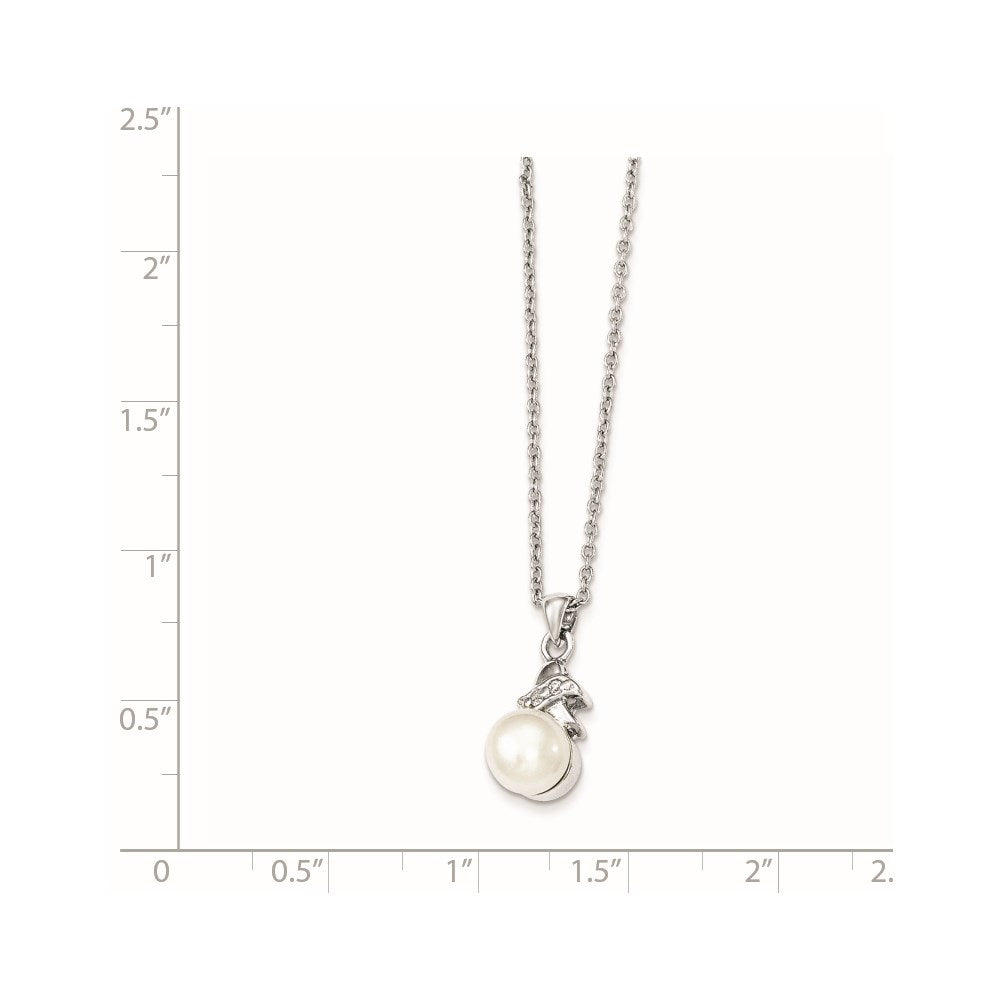 Sterling Silver Rhodium-plated 6- White FW Cultured Pearl CZ Pendant