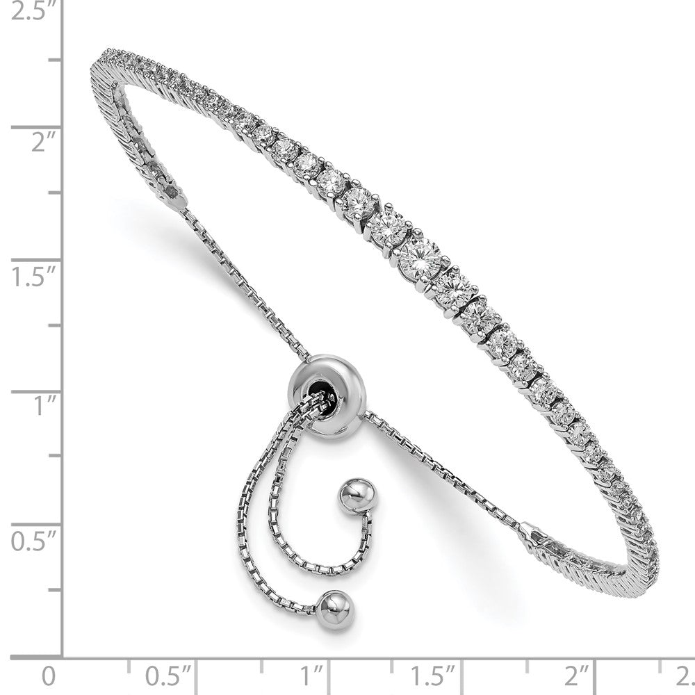 Sterling Shimmer Sterling Silver Rhodium-plated 67 Stone Graduated CZ Adjustable up to Bracelet