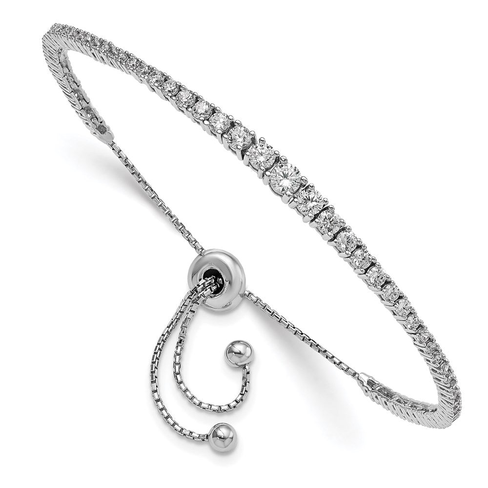 Sterling Shimmer Sterling Silver Rhodium-plated 67 Stone Graduated CZ Adjustable up to Bracelet