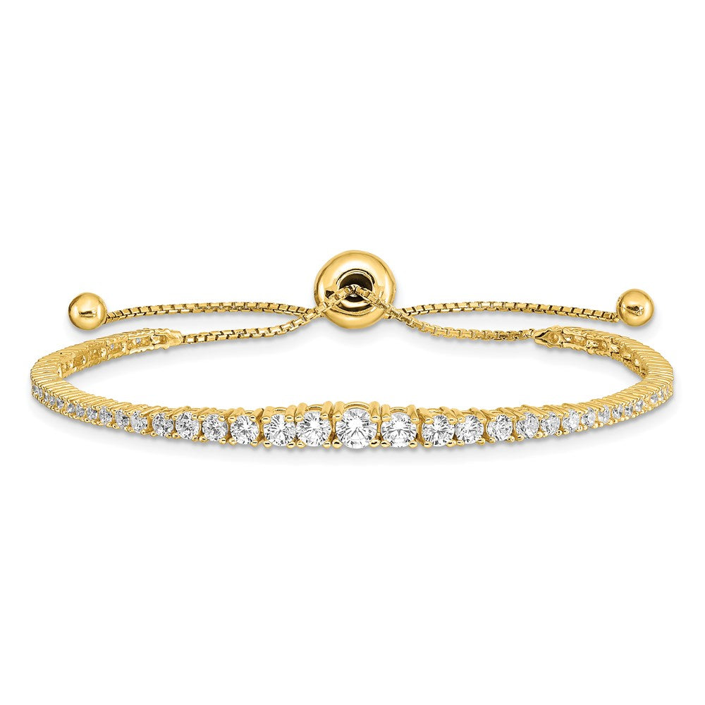 Sterling Shimmer Sterling Silver Gold-tone Flash Gold-plated 67 Stone Graduated CZ Adjustable up to Bracelet