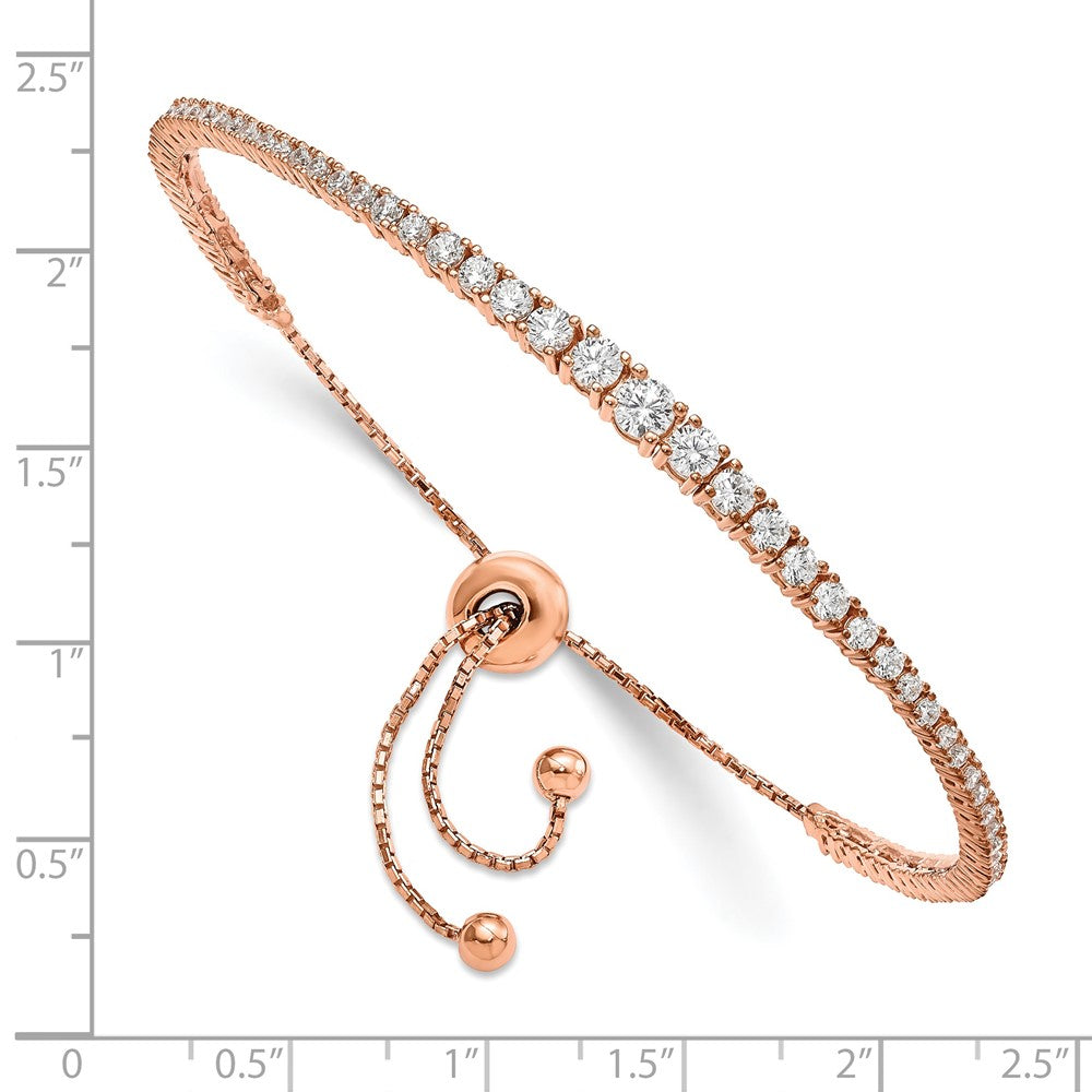 Sterling Shimmer Sterling Silver Rose-tone Flash Rose Gold-plated 67 Stone Graduated CZ Adjustable up to Bracelet