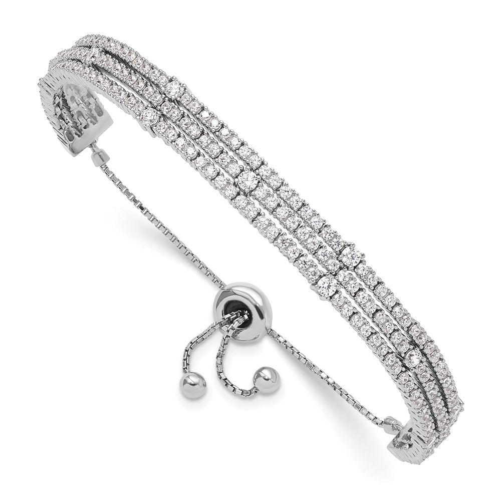 Sterling Shimmer Sterling Silver Rhodium-plated 205 Stone CZ Adjustable up to Bracelet