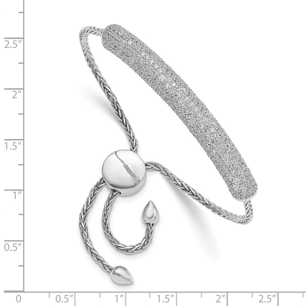 Sterling Shimmer Sterling Silver Rhodium-plated 291 Stone Pav CZ Bar Adjustable up to Bracelet