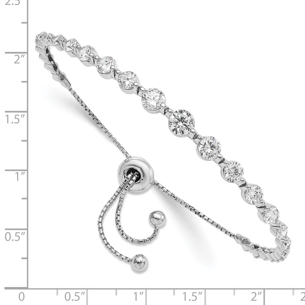 Sterling Shimmer Sterling Silver Rhodium-plated 29 Stone CZ Adjustable up to Bracelet