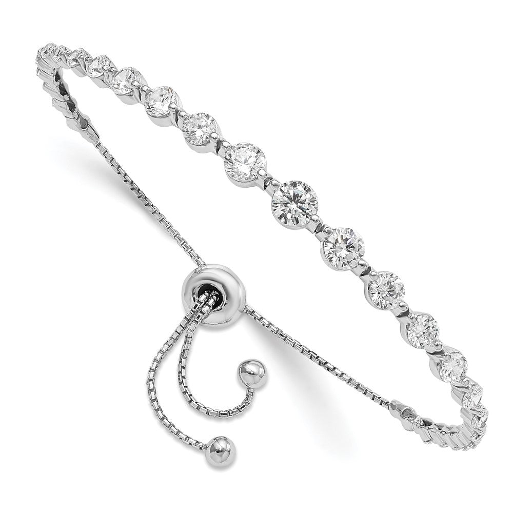 Sterling Shimmer Sterling Silver Rhodium-plated 29 Stone CZ Adjustable up to Bracelet