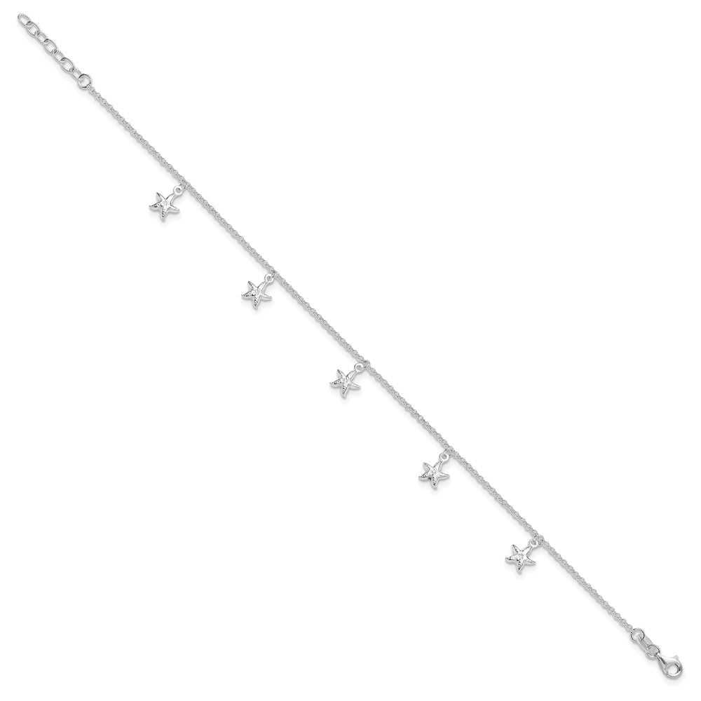 Sterling Silver Starfish Dangles Plus Ext. Anklet