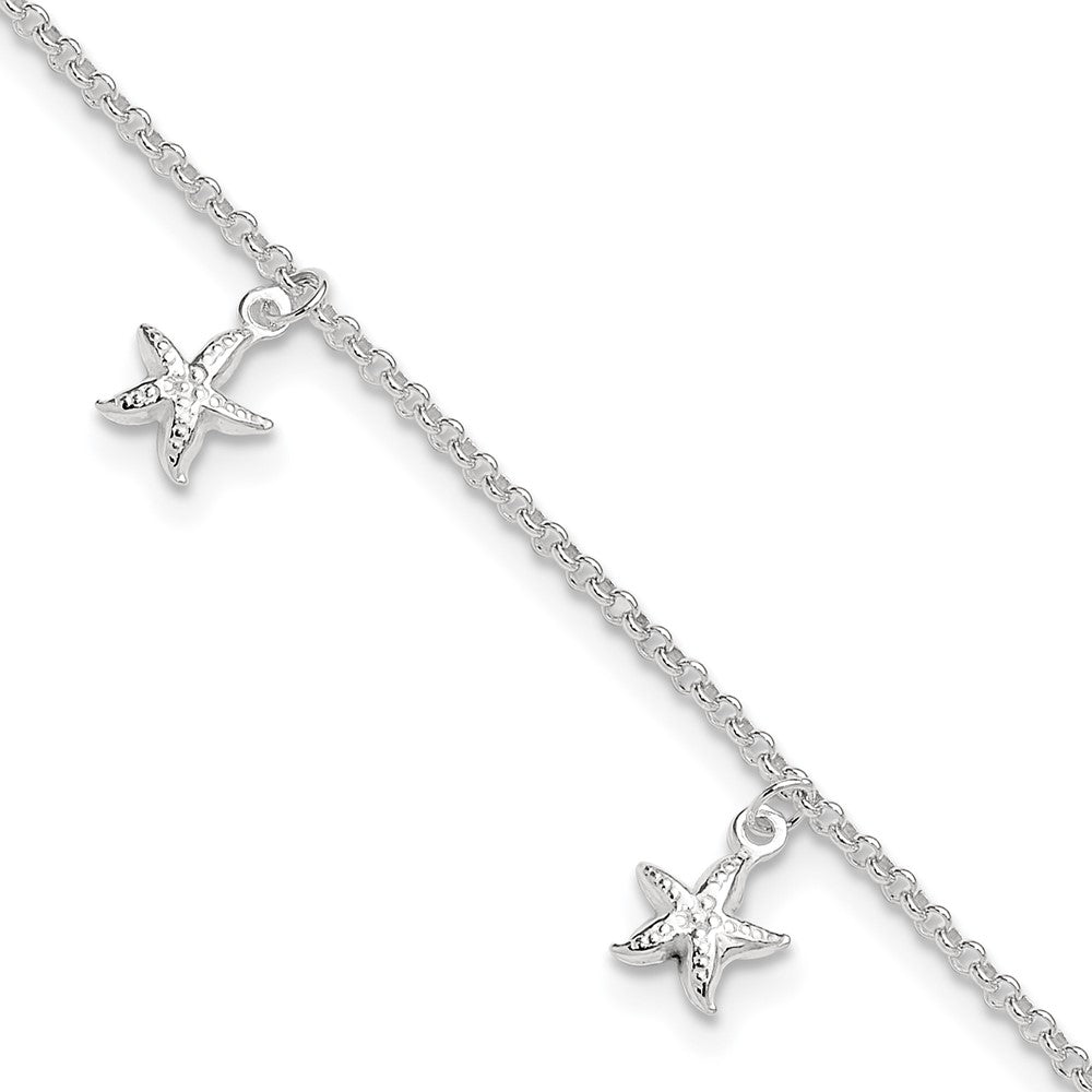 Sterling Silver Starfish Dangles Plus Ext. Anklet