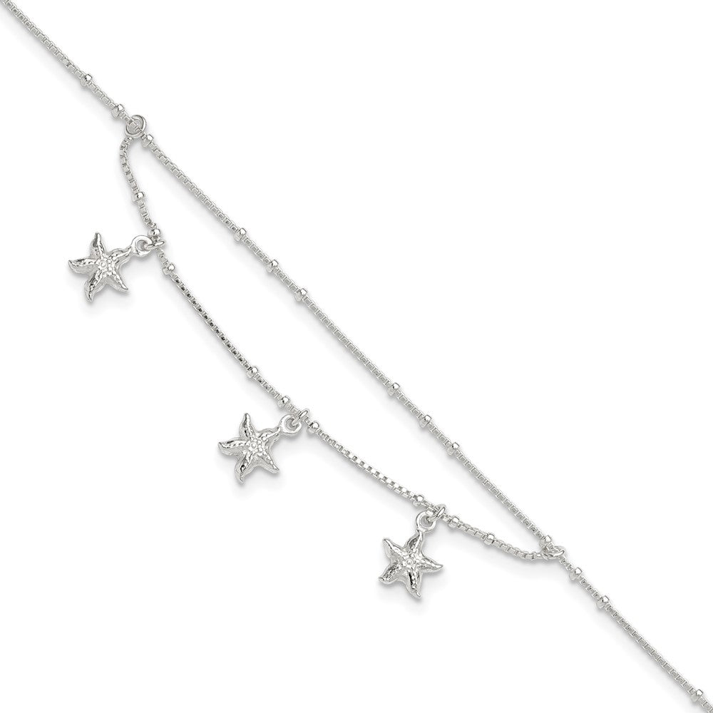 Sterling Silver 2-Strand Starfish Plus Extender - Total Anklet