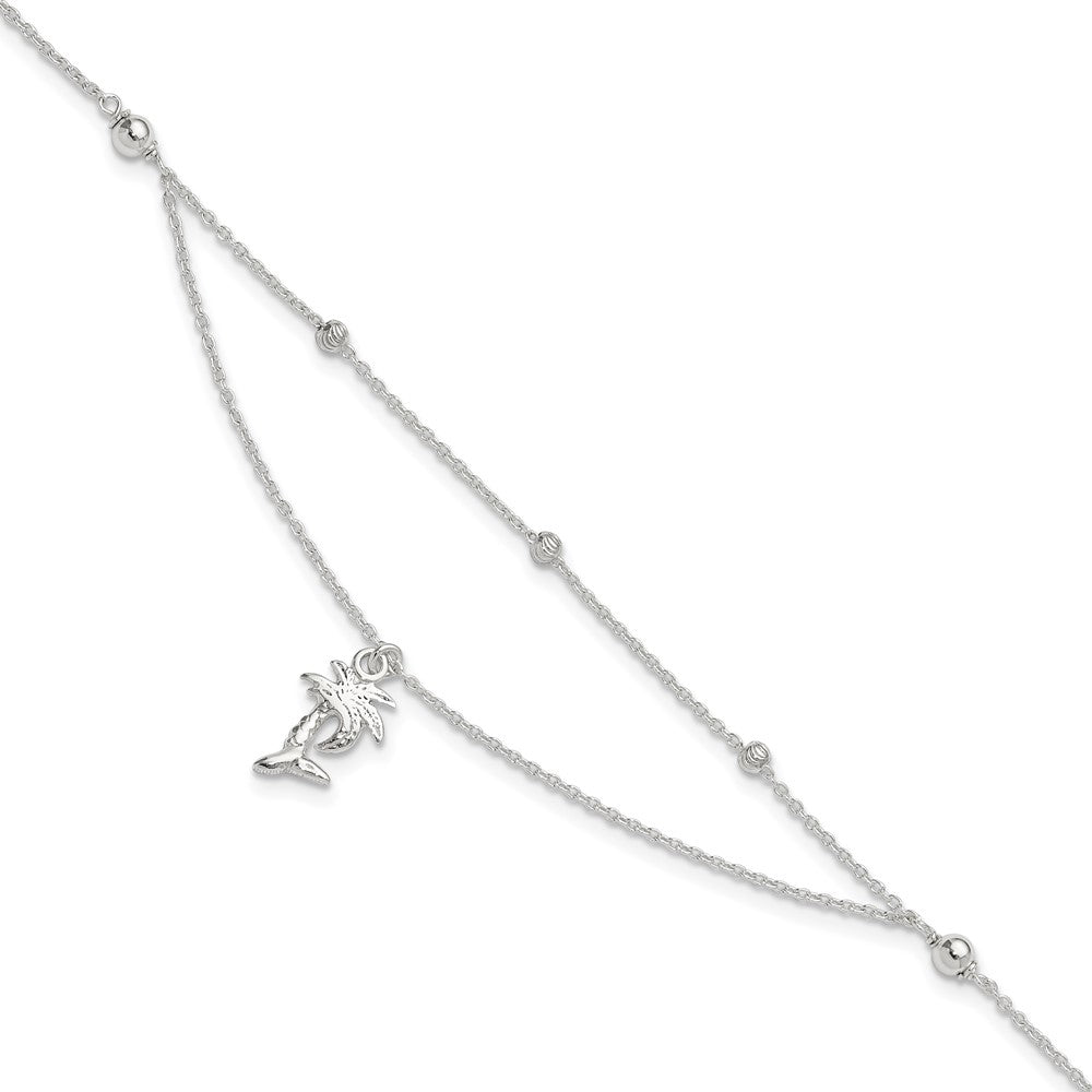 Sterling Silver Palm Tree 2-Strand Plus Extender - Total Anklet