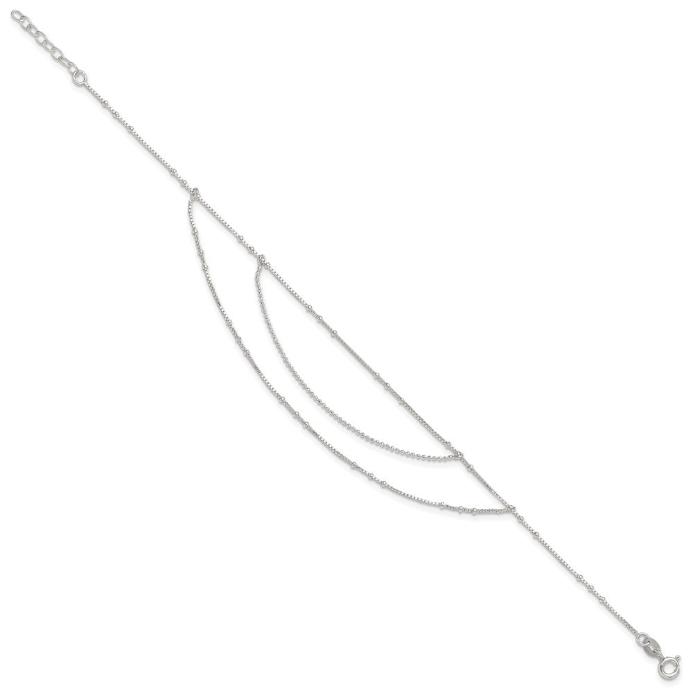 Sterling Silver Polished Multi-Strand Plus Ext Anklet