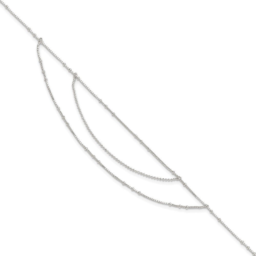 Sterling Silver Polished Multi-Strand Plus Ext Anklet