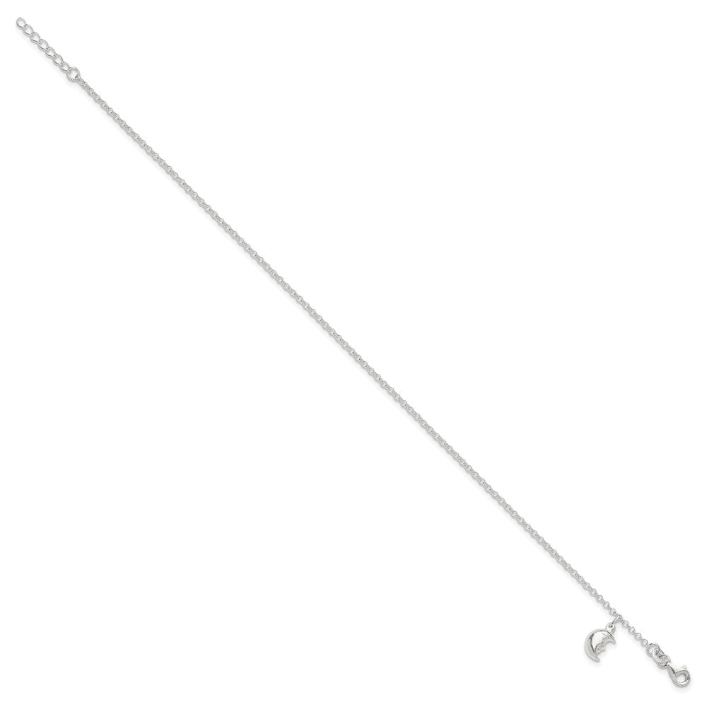 Sterling Silver Moon Charm Plus Extender - Total Anklet