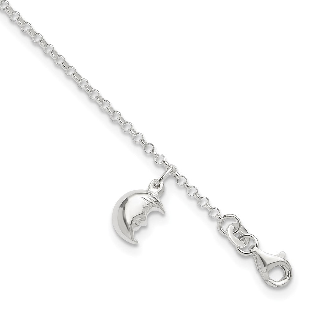Sterling Silver Moon Charm Plus Extender - Total Anklet