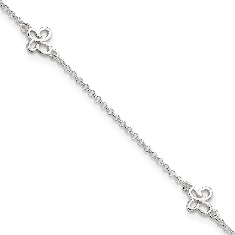 Sterling Silver Butterflies Plus Extender - Total Anklet
