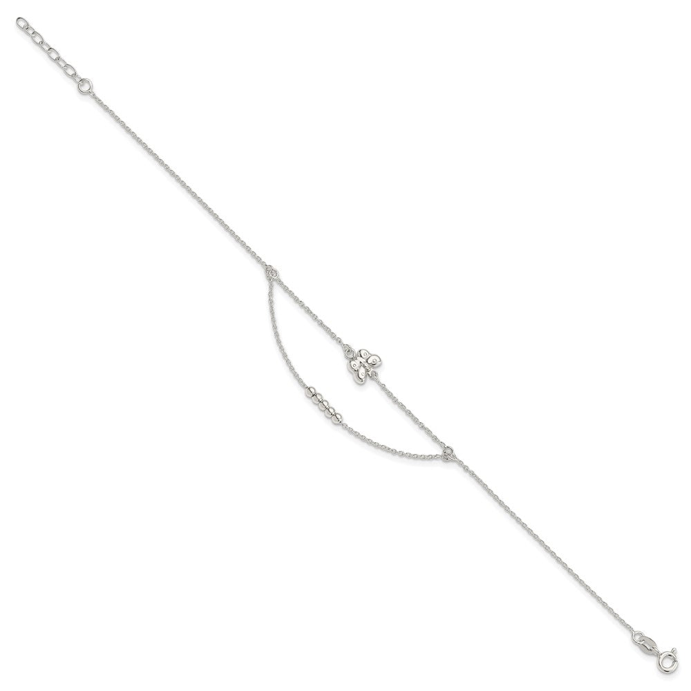 Sterling Silver Butterfly and Beads 2-Strand Plus Extender - Total Anklet