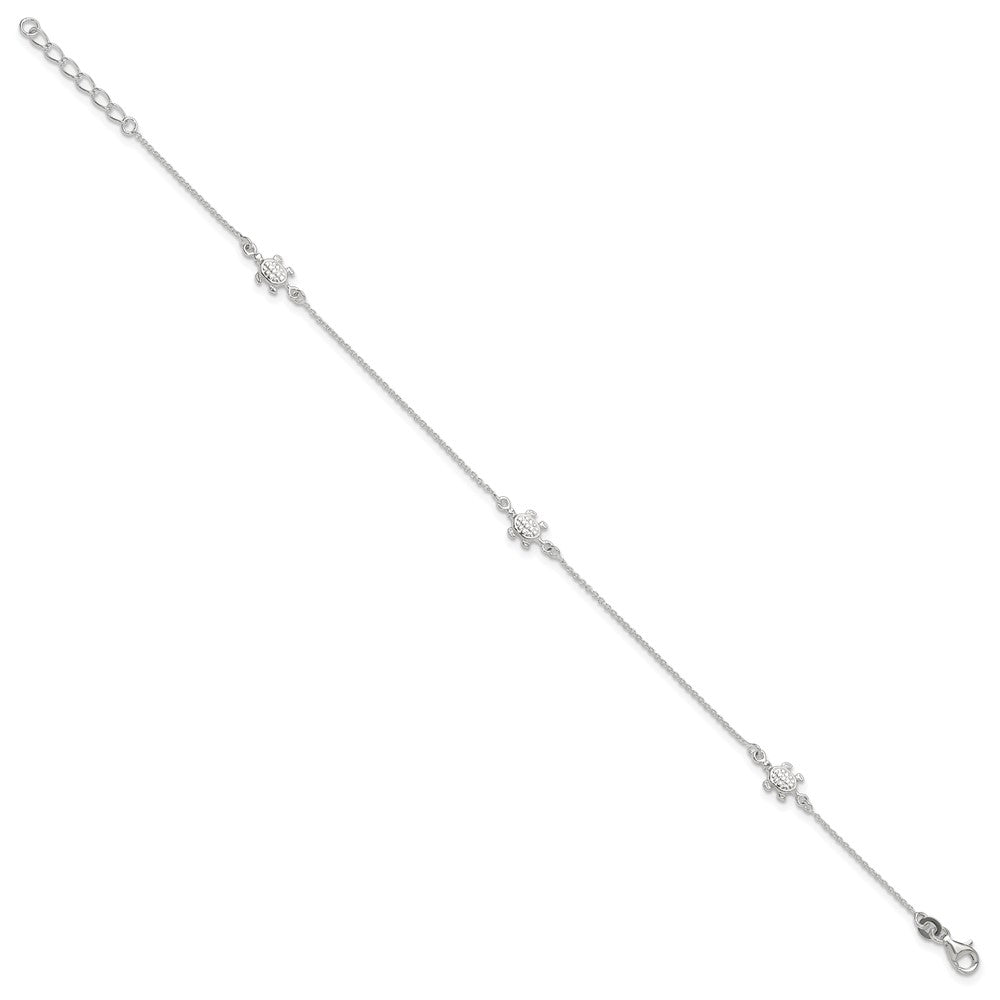 Sterling Silver Turtle Plus Ext. Anklet