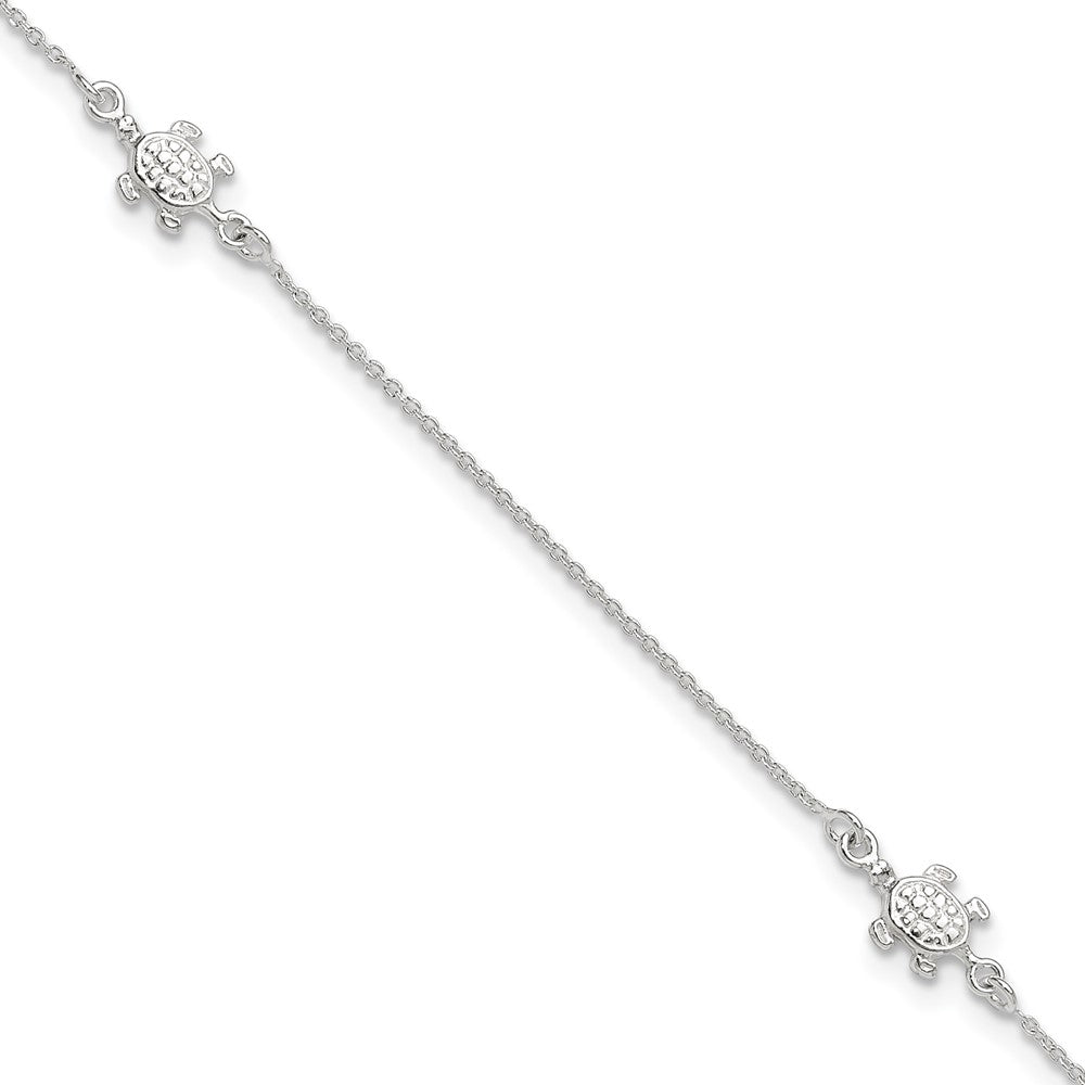 Sterling Silver Turtle Plus Ext. Anklet