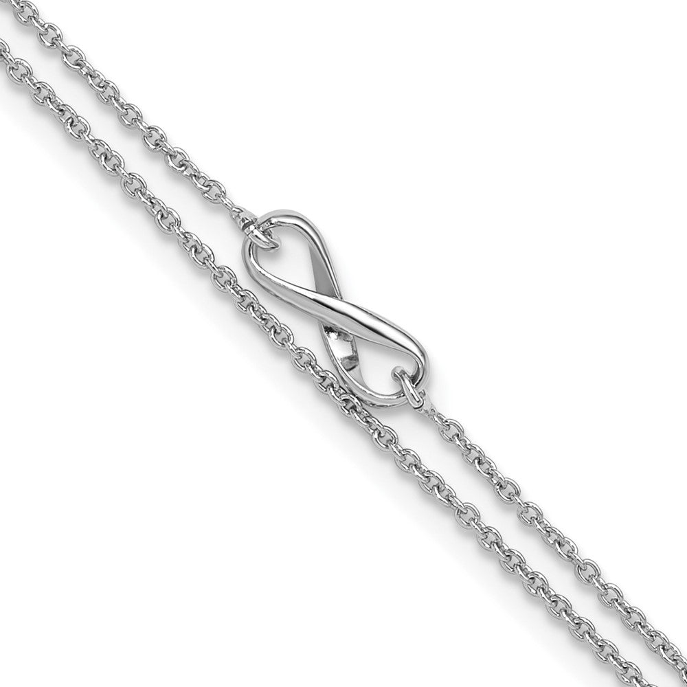 Sterling Silver Rhodium-plated 2-Strand Plus ext. Infinity Anklet