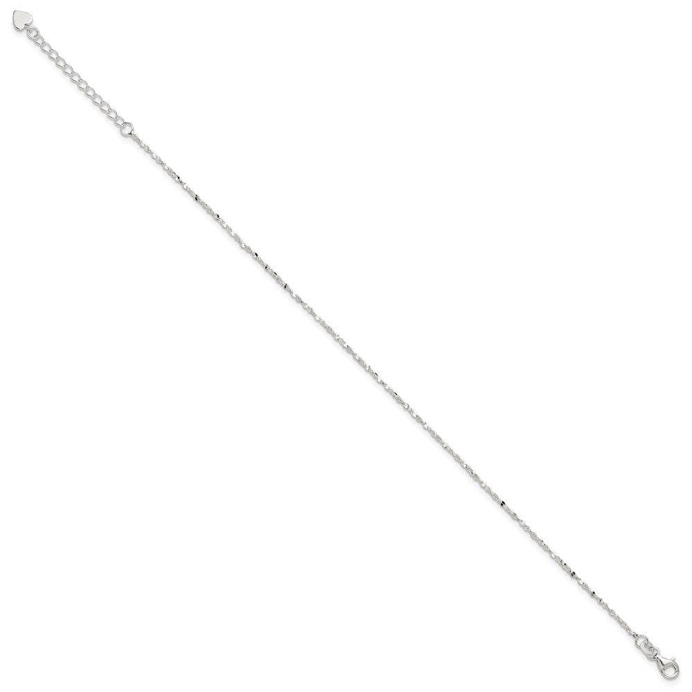 Sterling Silver Twisted Serpentine Chain Plus Extender - Total Anklet