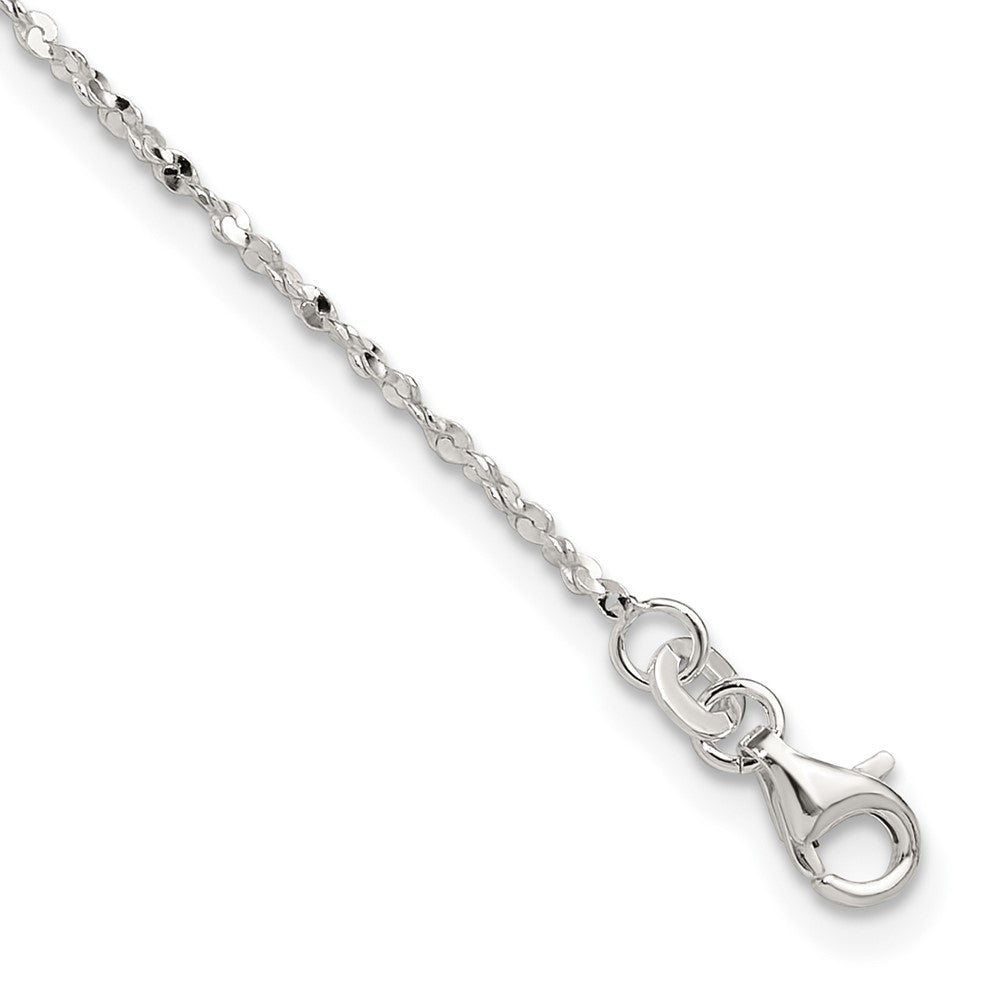 Sterling Silver Twisted Serpentine Heart Plus ext. Anklet