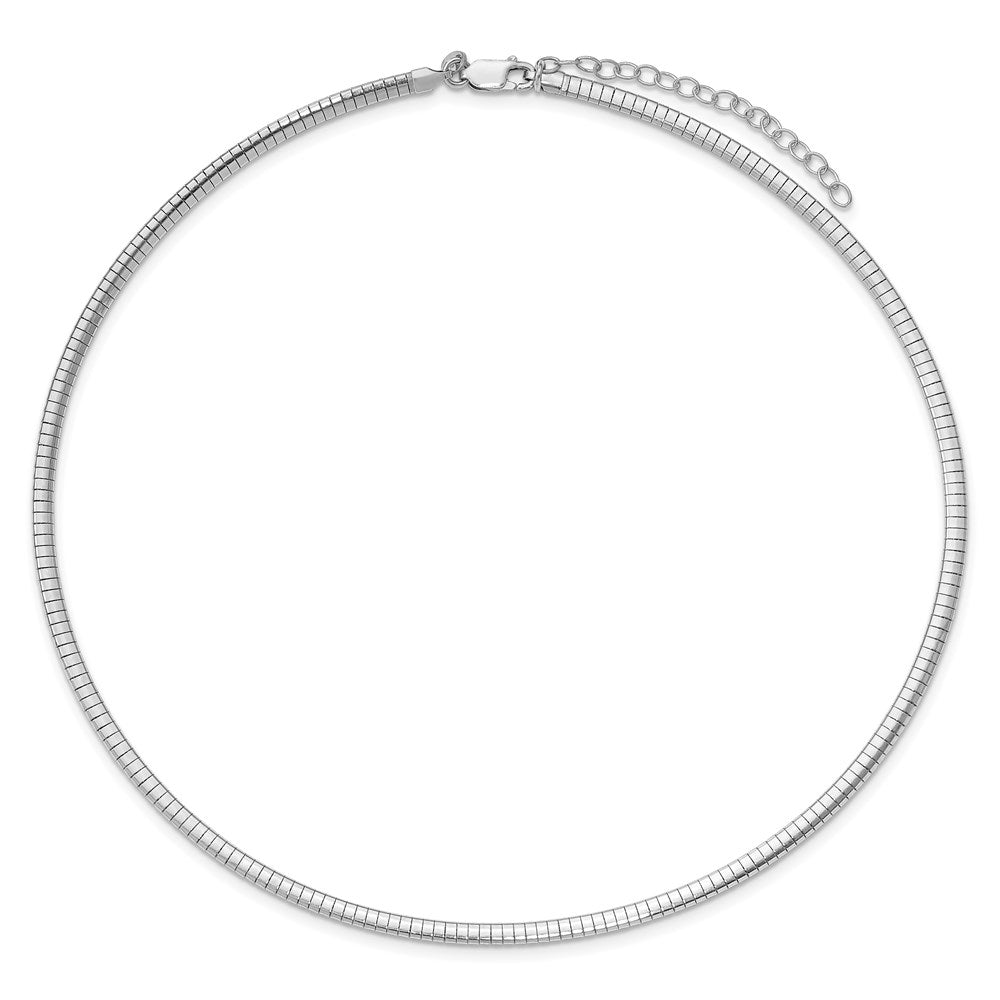 Sterling Silver Rhodium-plated Polished Cubetto with Extension Necklace