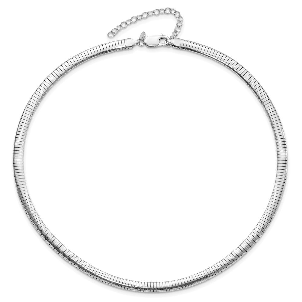 Sterling Silver Rhodium-plated Polished Cubetto with Extension Necklace