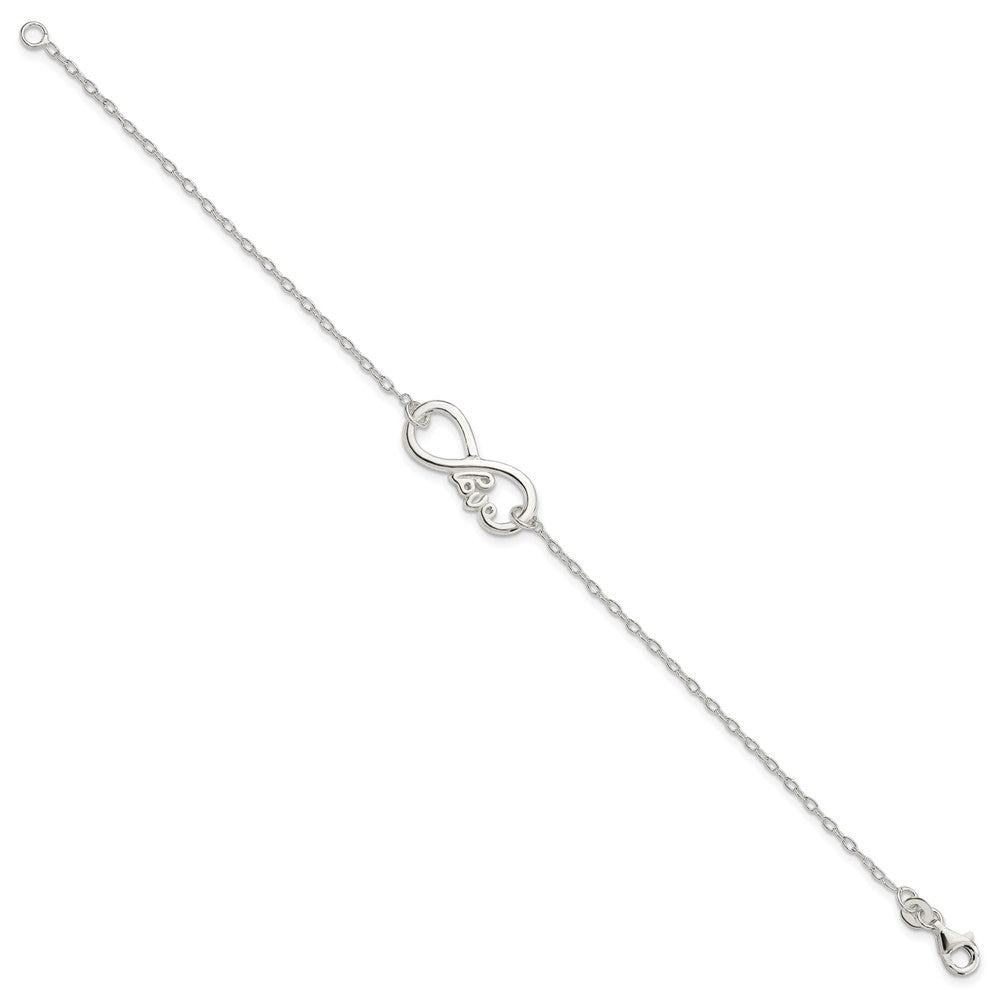 Sterling Silver Polished Infinity Symbol with LOVE Bracelet