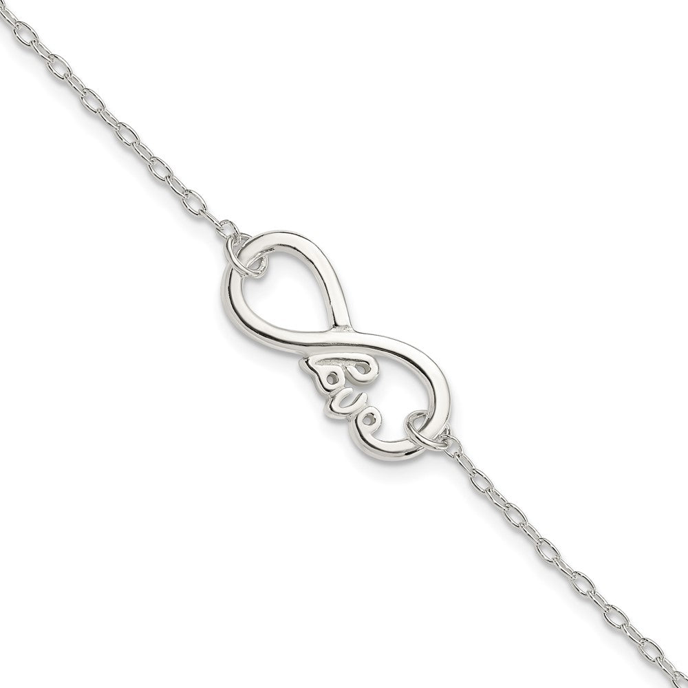 Sterling Silver Polished Infinity Symbol with LOVE Bracelet