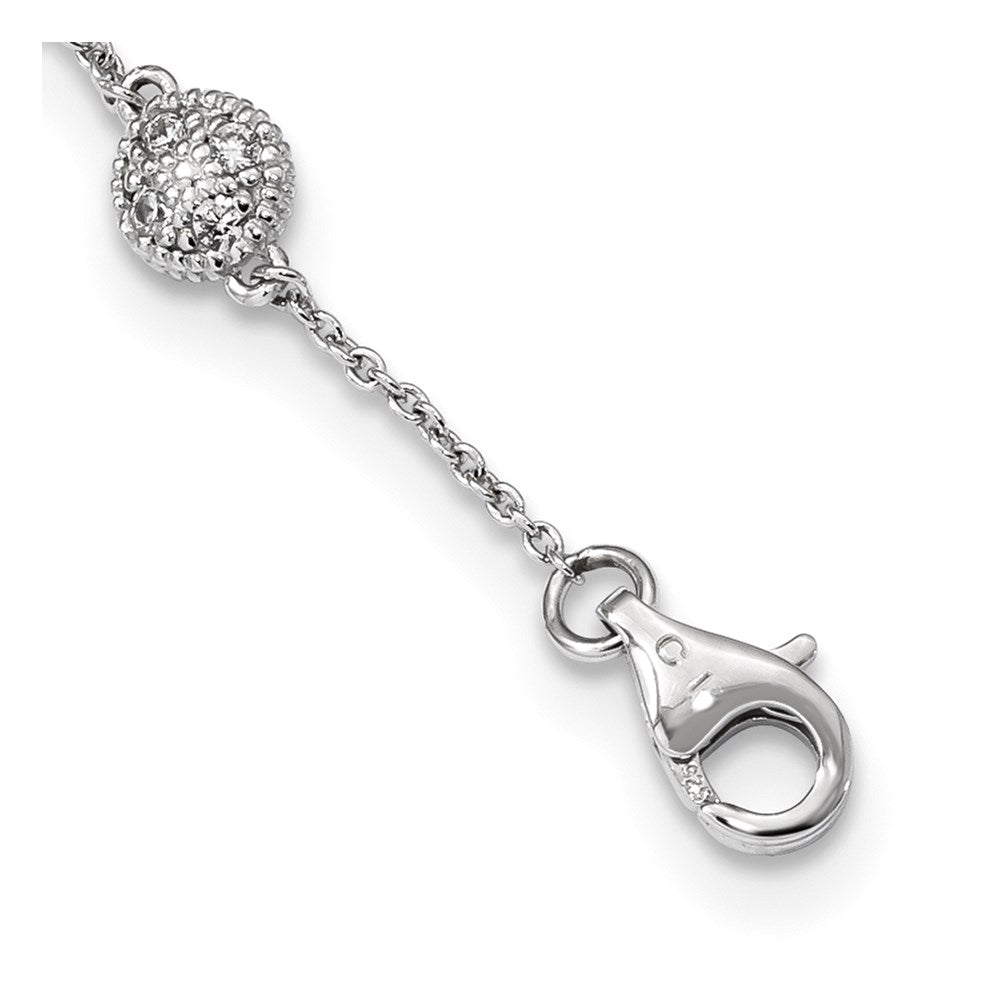 Sterling Silver Rhodium-plated Micropave CZ 12-Station Necklace