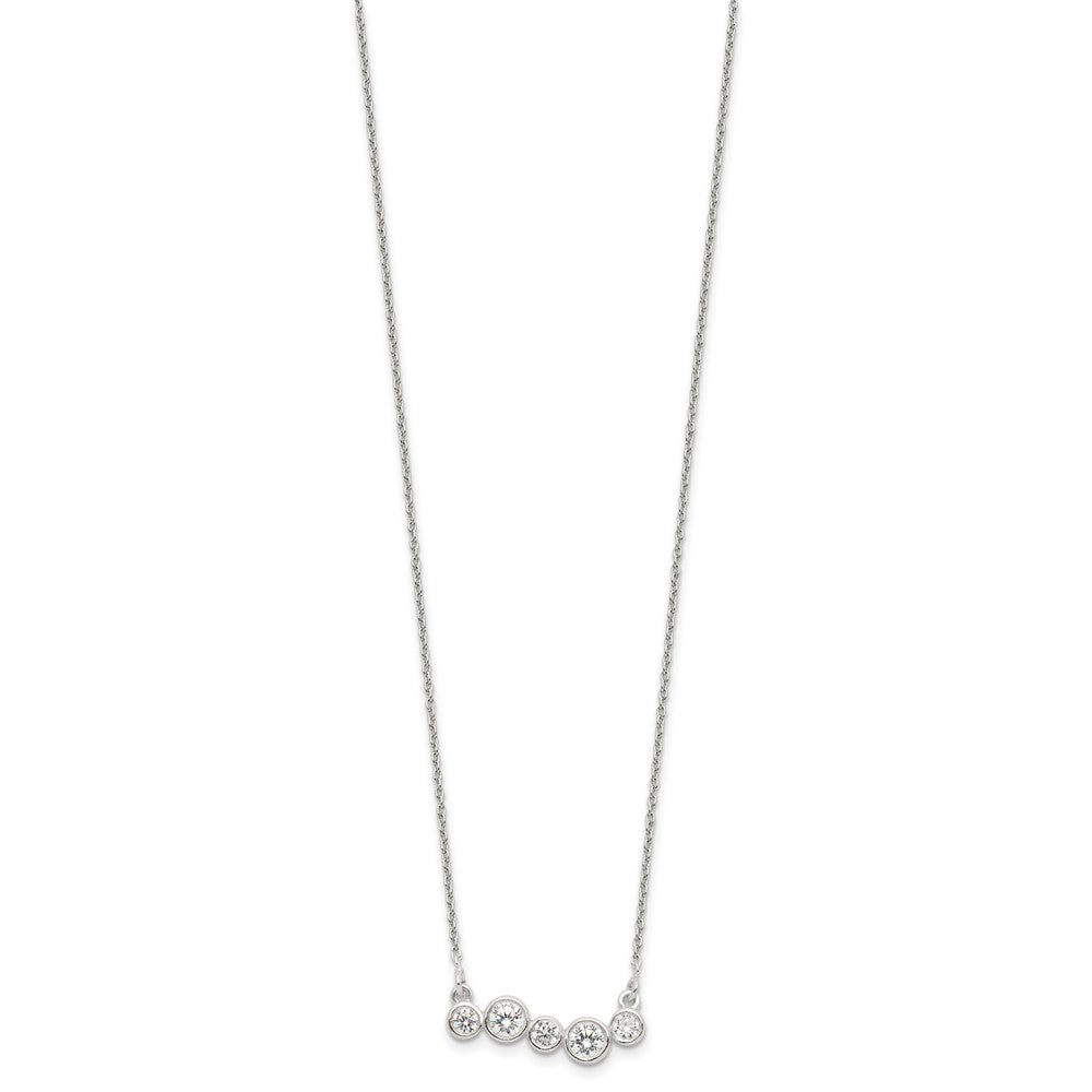 Sterling Silver Polished 5 Bezel-Set CZ Bar Necklace