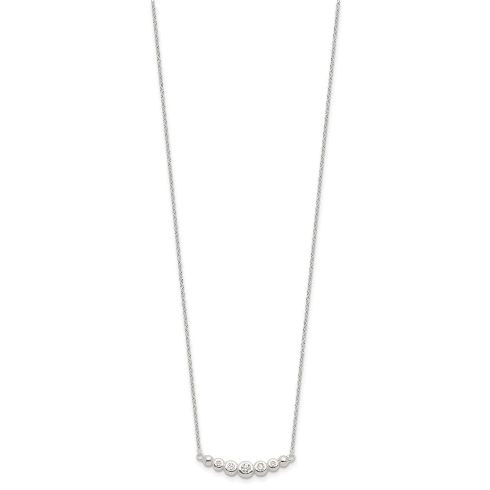 Sterling Silver Graduated Bezel-set CZ Bar Necklace