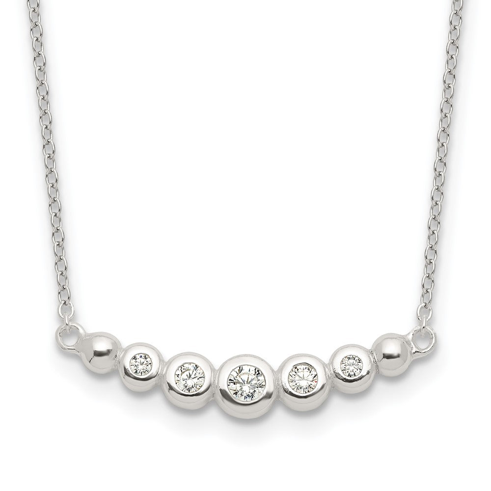 Sterling Silver Graduated CZ Bar Necklace