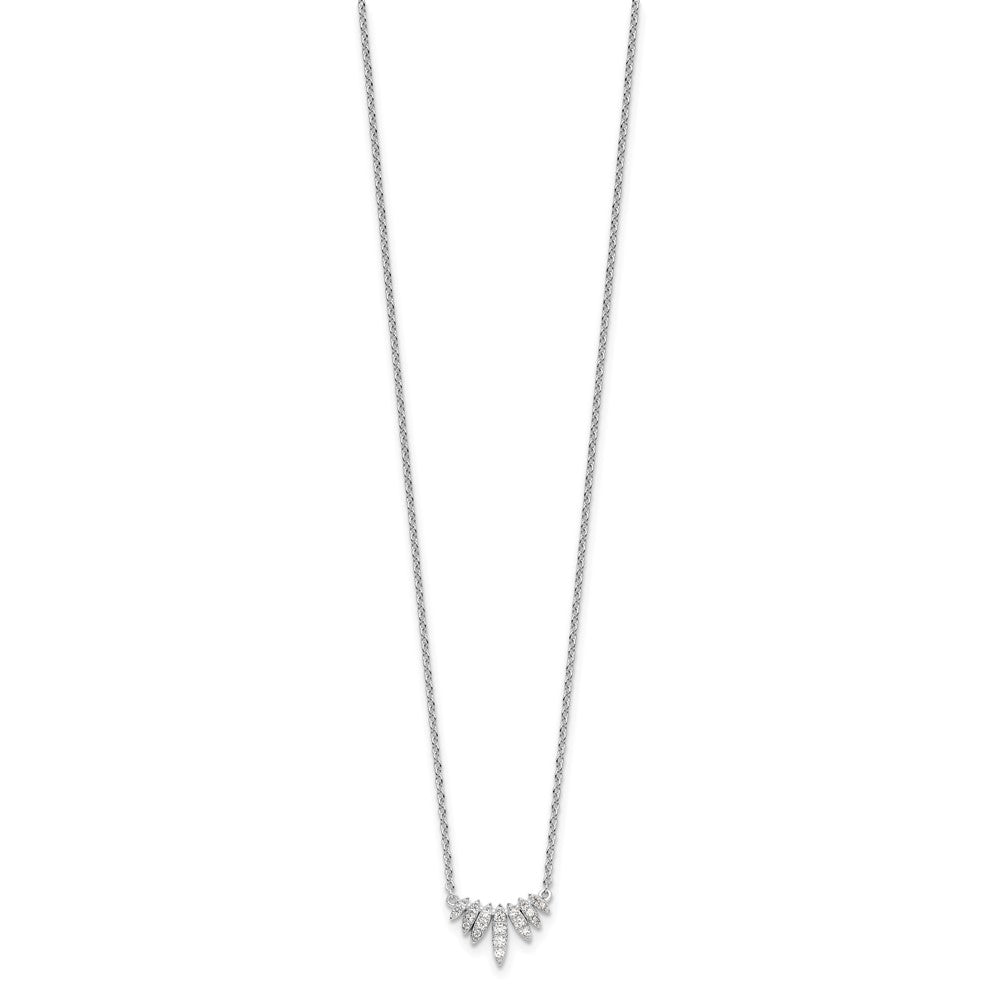 Sterling Silver Rhodium-plated Fancy CZ Necklace