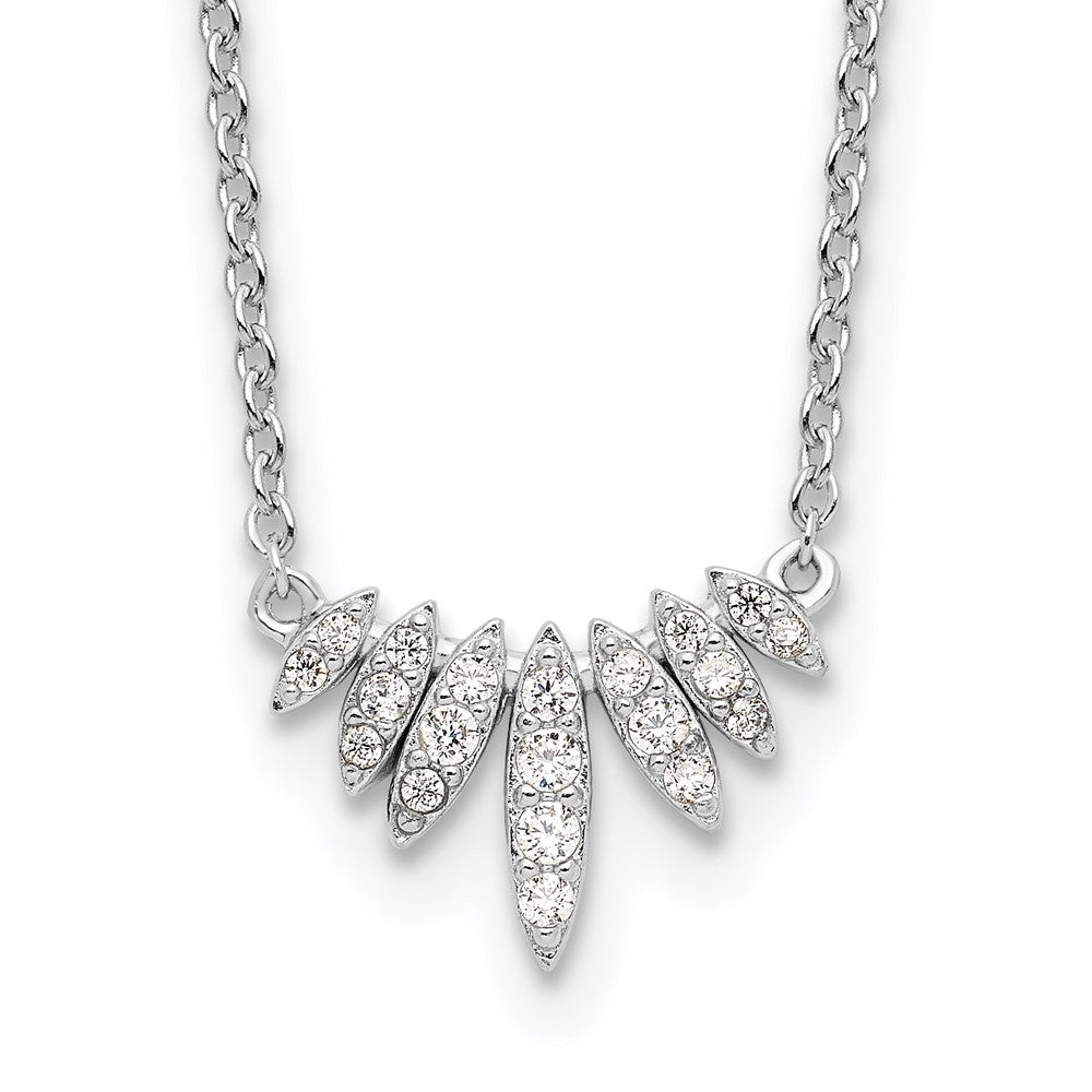 Sterling Silver Rhodium-plated Fancy CZ Necklace
