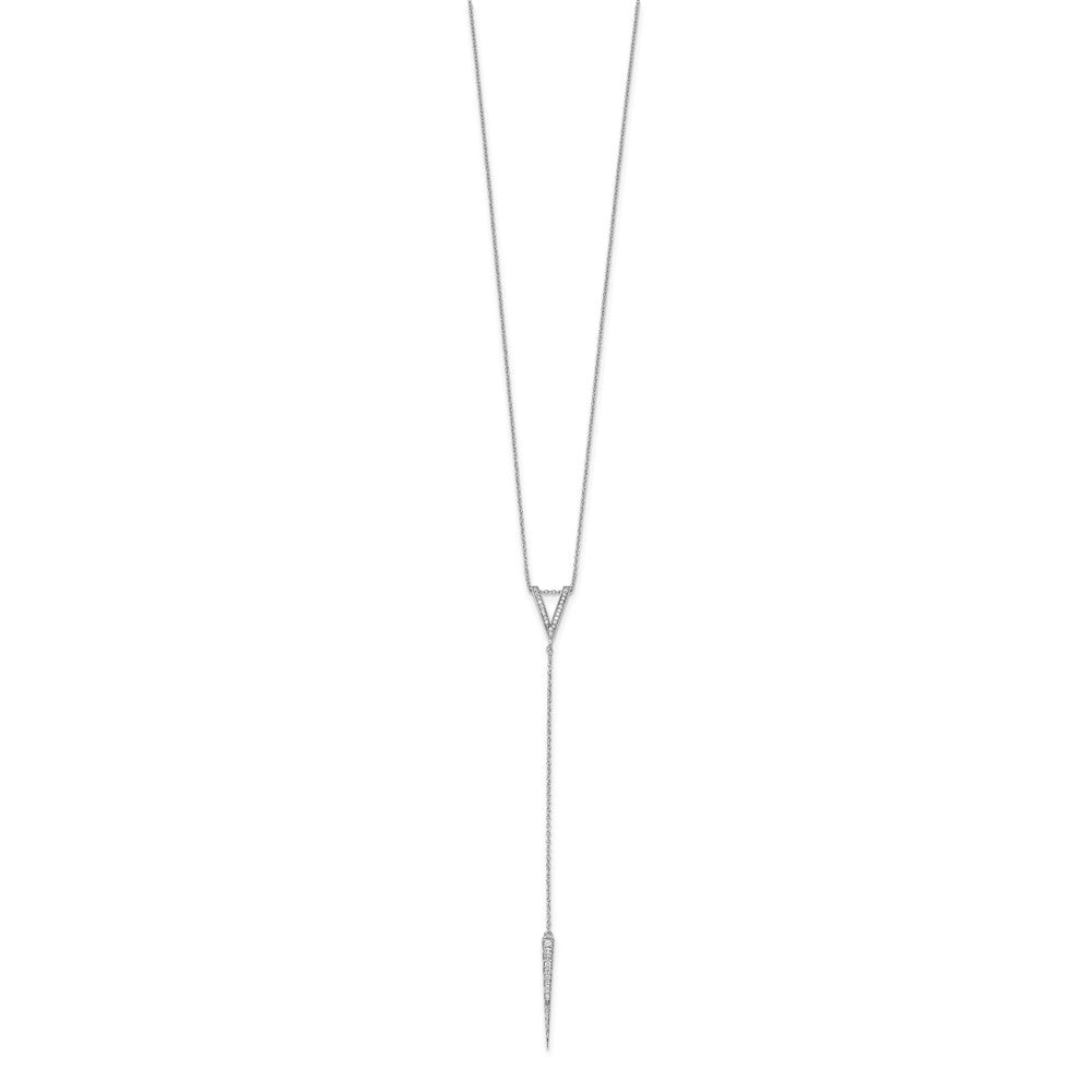 Sterling Silver Rhodium-plated CZ Drop Necklace