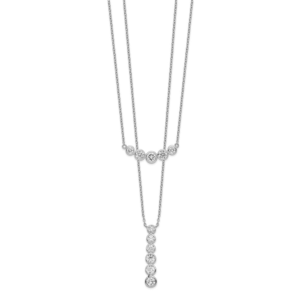 Sterling Silver Rhodium-plated Double Strand CZ Necklace