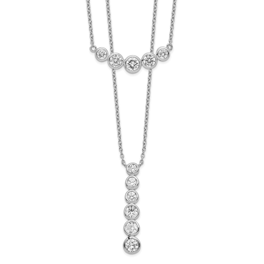 Sterling Silver Rhodium-plated Double Strand CZ Necklace