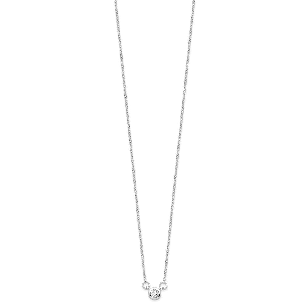 Sterling Silver Rhodium-plated Bezel-set CZ Necklace