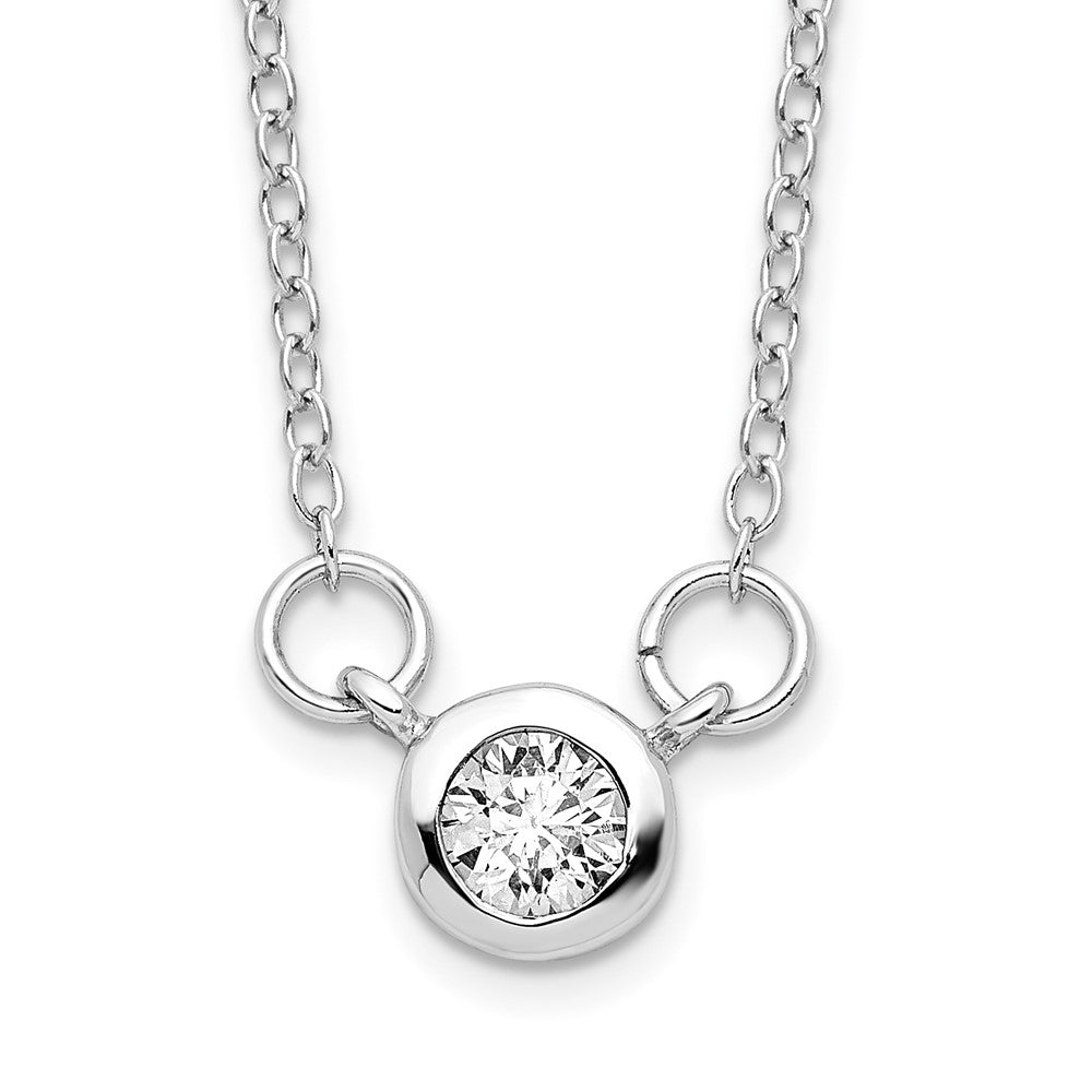 Sterling Silver Rhodium-plated Bezel-set CZ Necklace