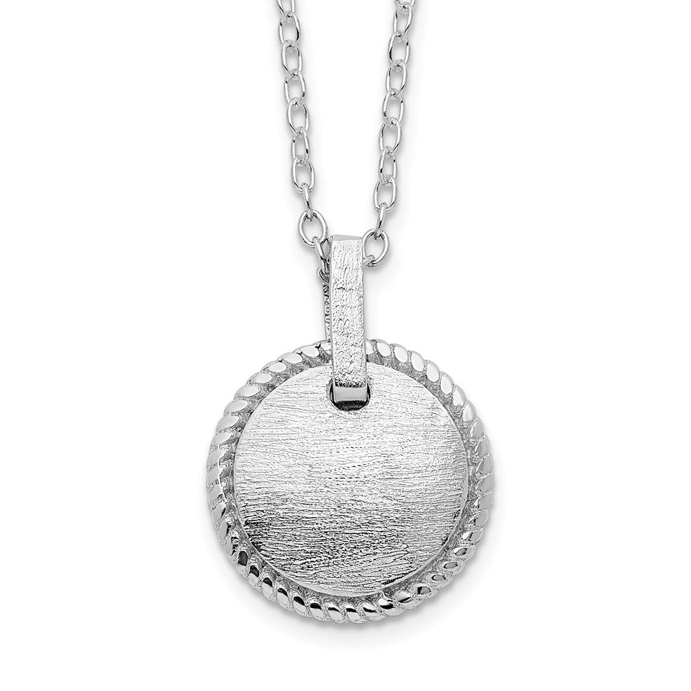 Sterling Silver Rhodium-plated Matte Puffed Circle w/ ext. Necklace