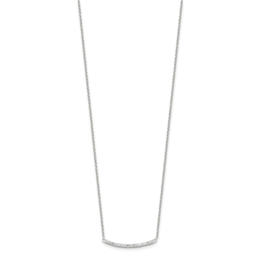 Sterling Silver CZ Curved Bar Necklace