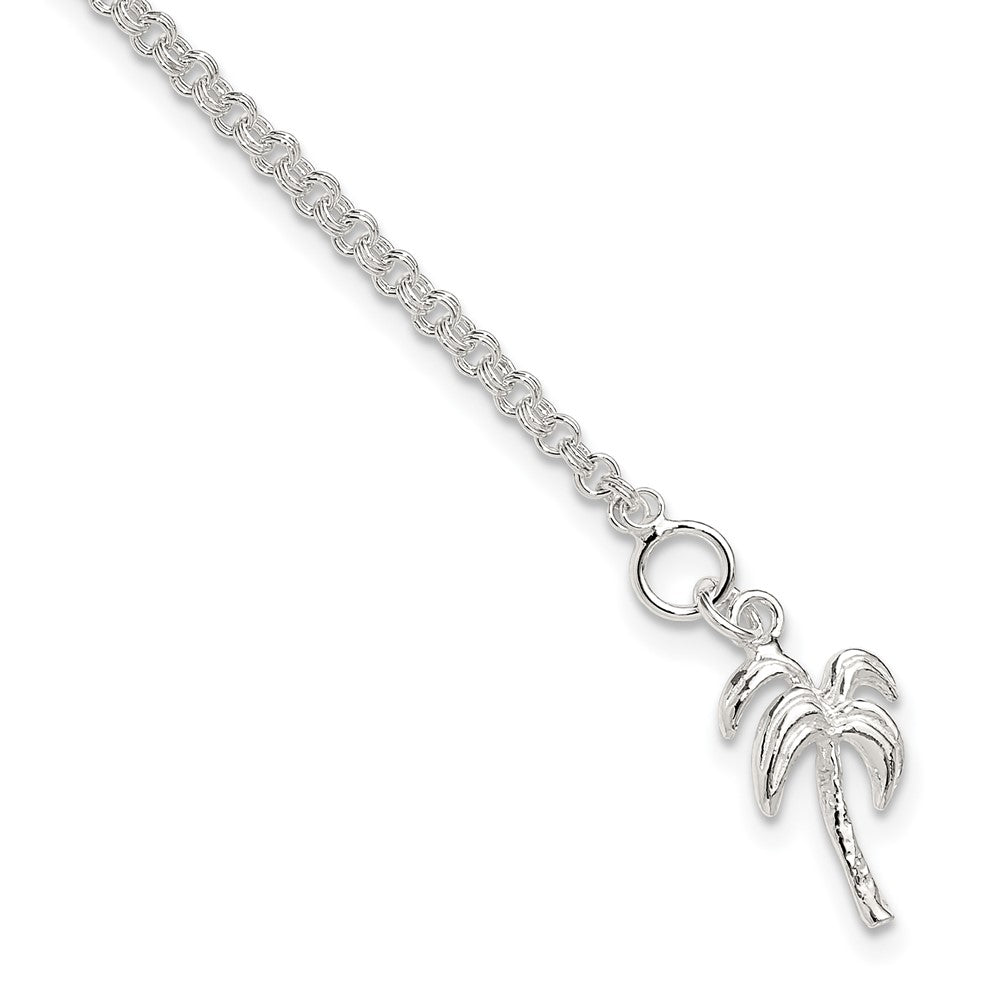 Sterling Silver Solid Polished Palm Tree Anklet