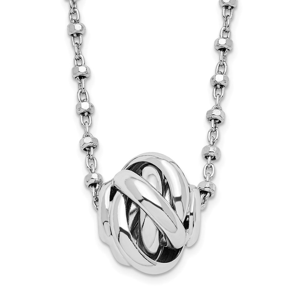 Sterling Silver Rhodium-plated Polished Love Knot D/C Chain Necklace