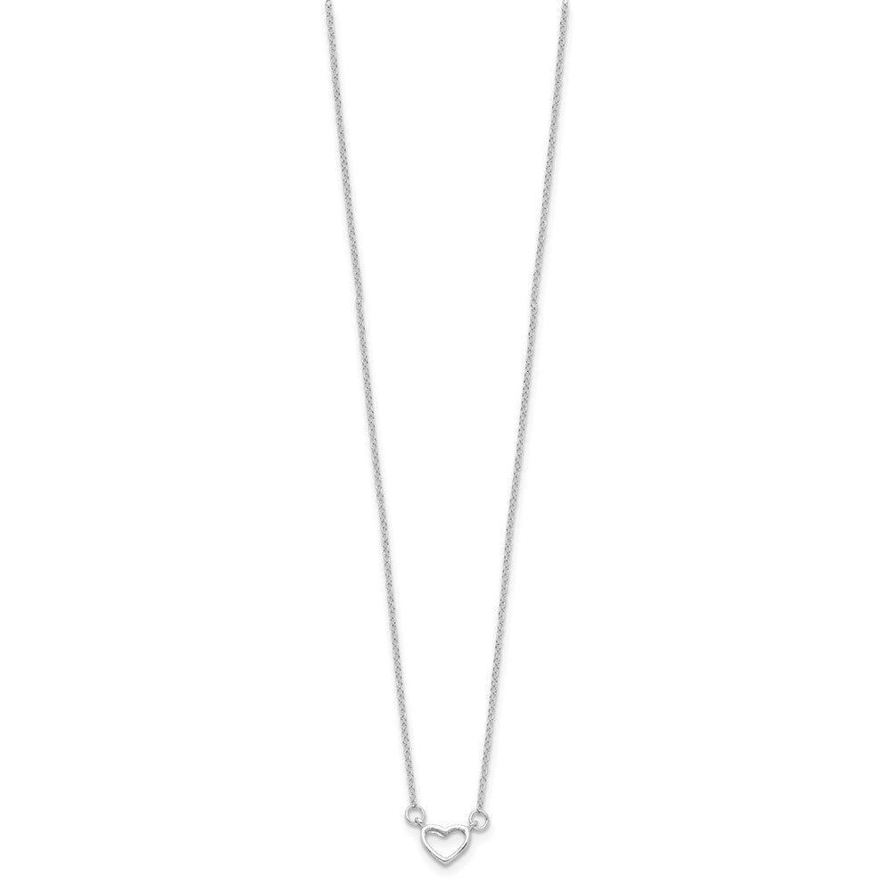 Sterling Silver Rhodium-plated Heart Plus ext. Necklace