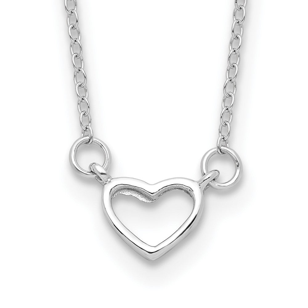 Sterling Silver Rhodium-plated Heart Plus ext. Necklace