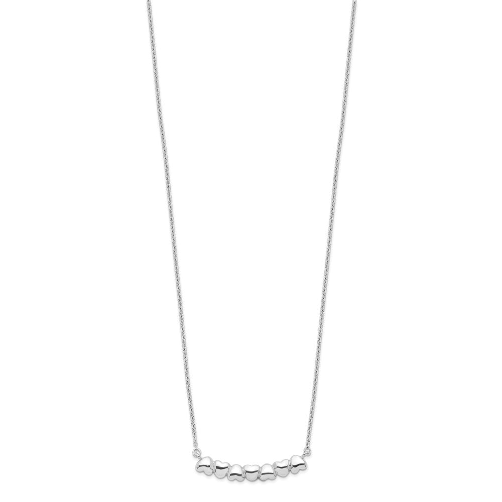 Sterling Silver Rhodium-plated Heart Bar with Extension Necklace