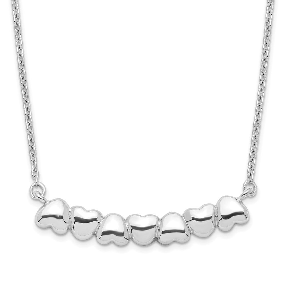 Sterling Silver Rhodium-plated Heart Bar with Extension Necklace