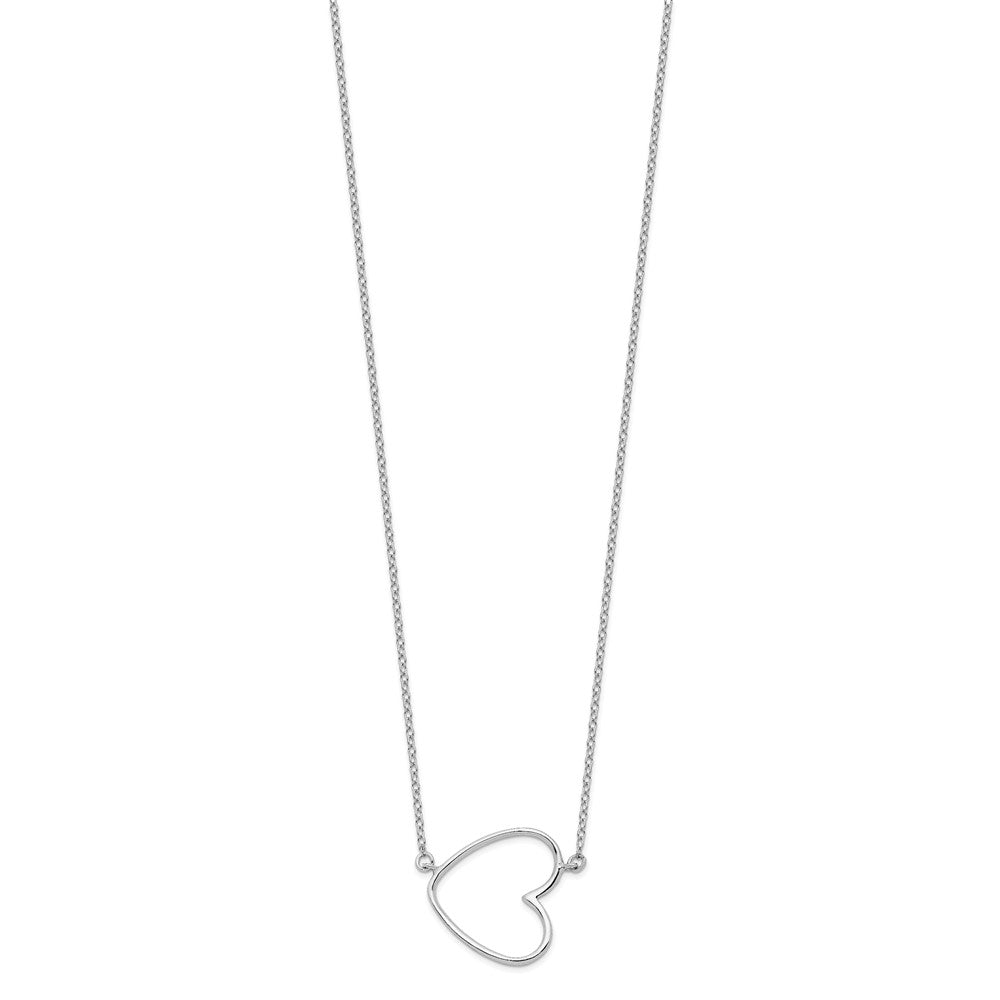 Sterling Silver Rhodium-plated Heart with Extension Necklace
