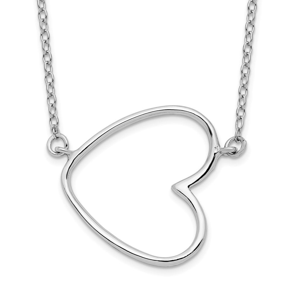 Sterling Silver Rhodium-plated Heart with Extension Necklace